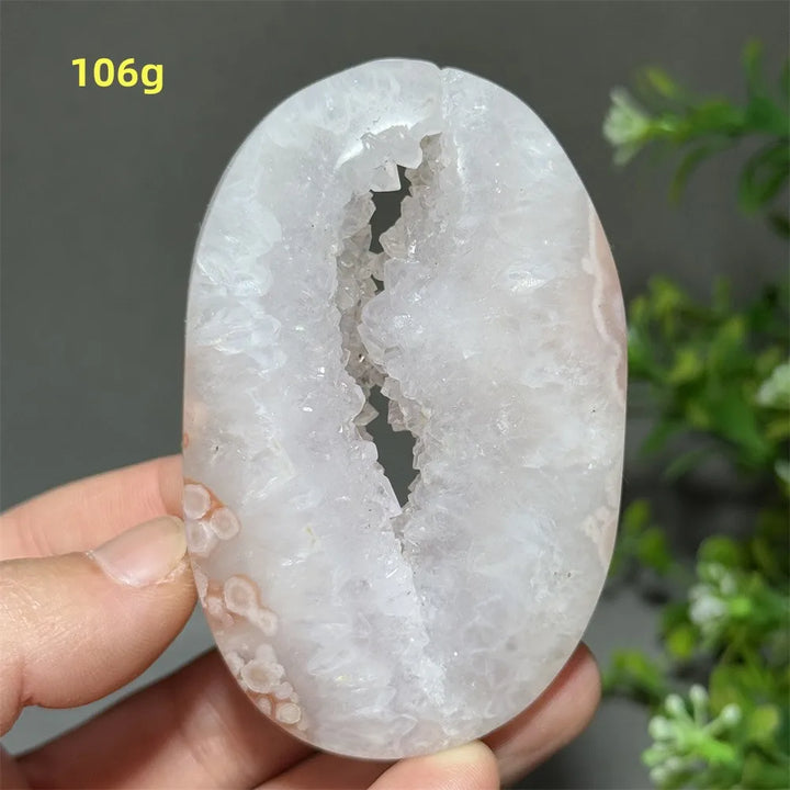 Pink Amethyst Flower Agate Palm Stone