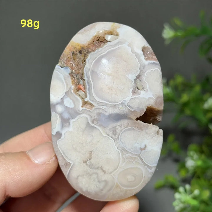 Pink Amethyst Flower Agate Palm Stone