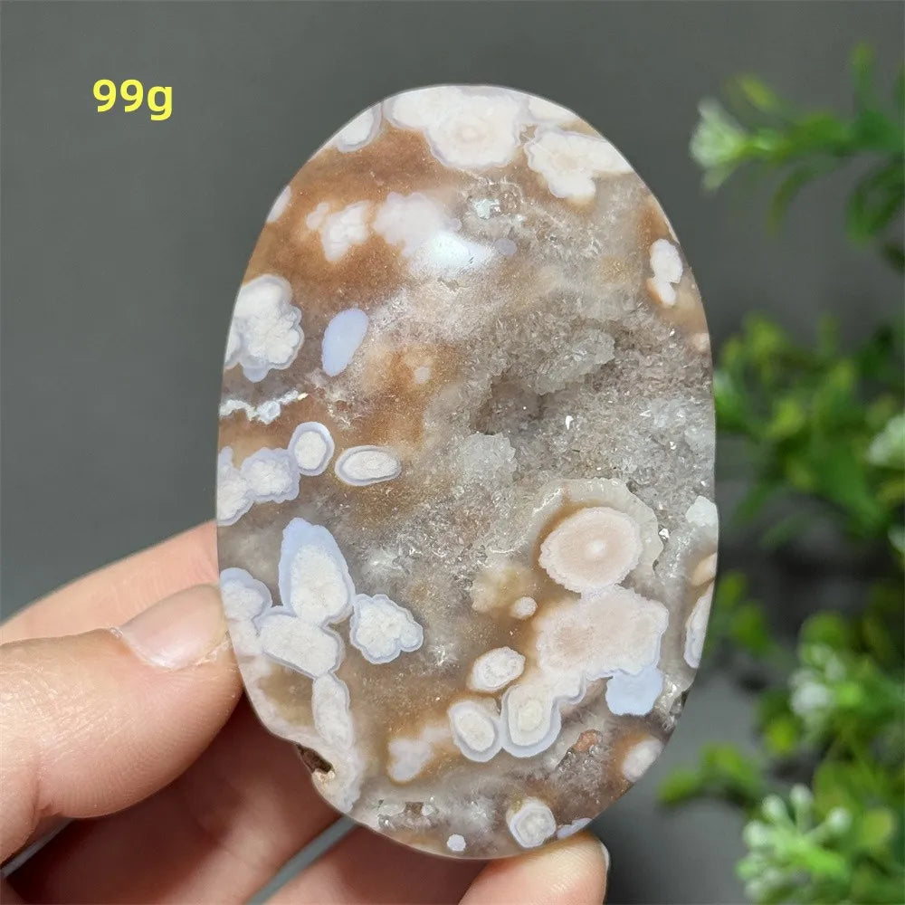 Pink Amethyst Flower Agate Palm Stone