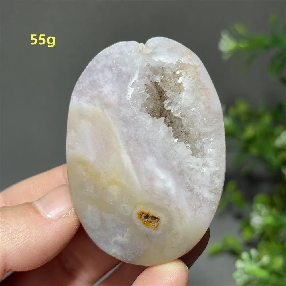 Pink Amethyst Flower Agate Palm Stone