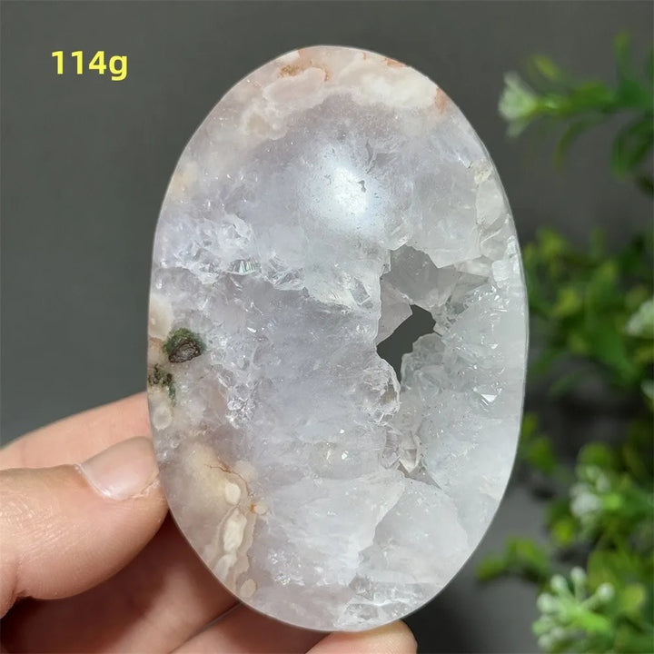 Pink Amethyst Flower Agate Palm Stone