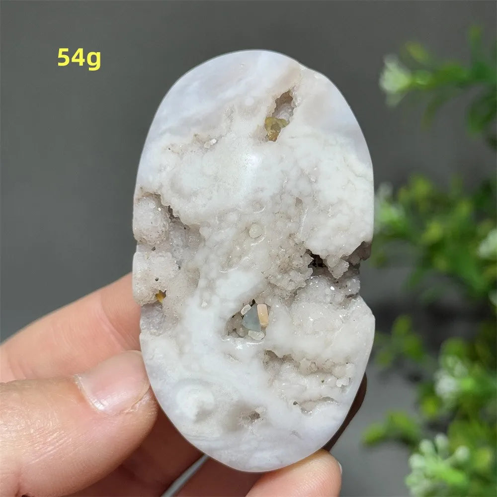 Pink Amethyst Flower Agate Palm Stone