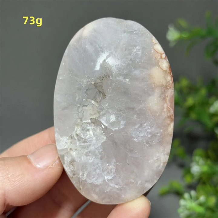 Pink Amethyst Flower Agate Palm Stone