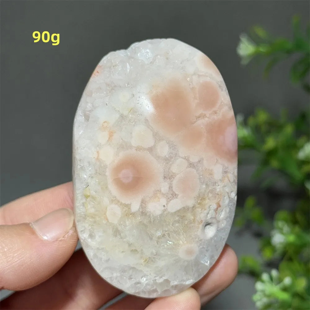 Pink Amethyst Flower Agate Palm Stone