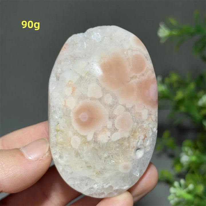 Pink Amethyst Flower Agate Palm Stone