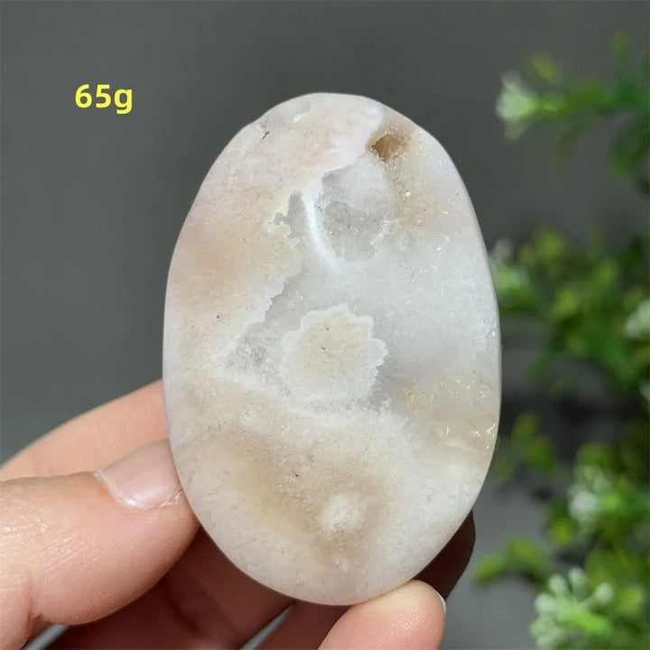 Pink Amethyst Flower Agate Palm Stone