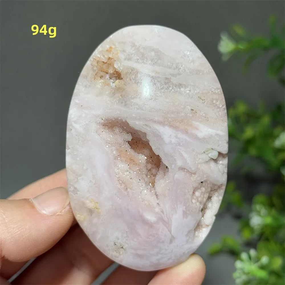Pink Amethyst Flower Agate Palm Stone