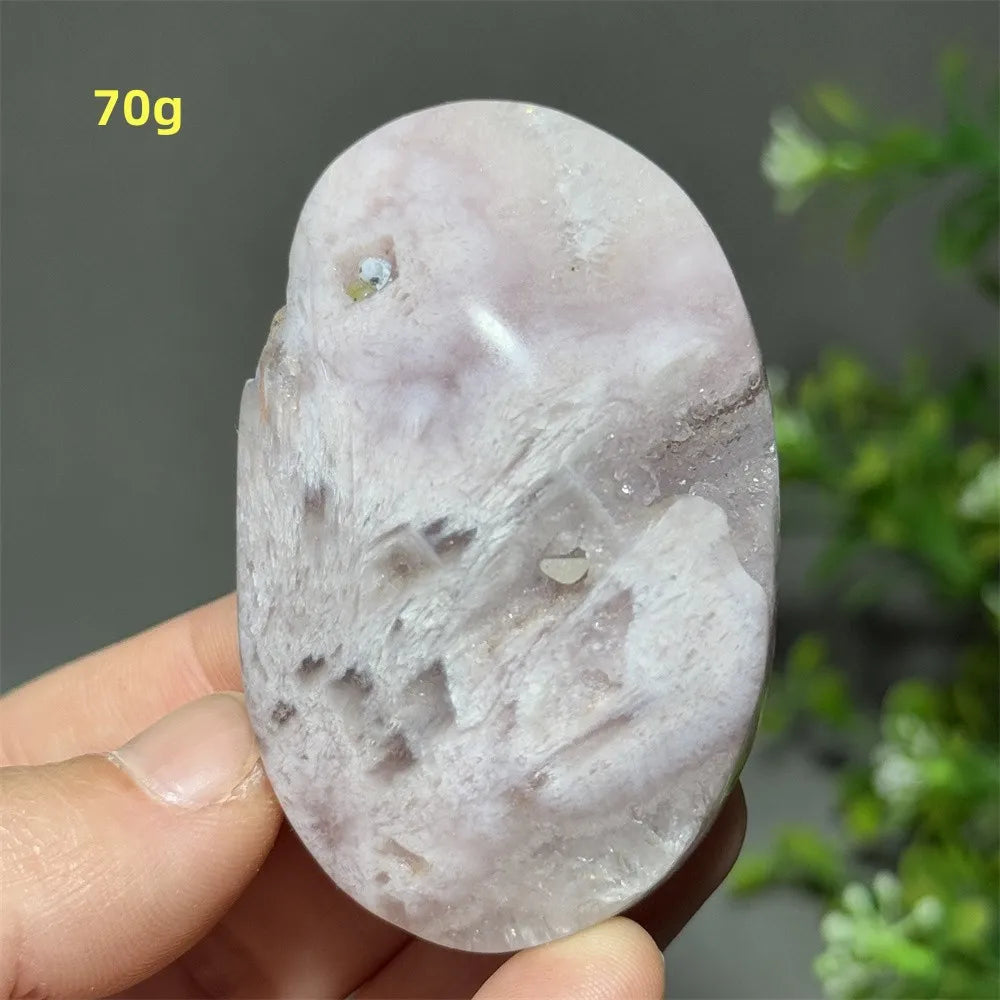 Pink Amethyst Flower Agate Palm Stone