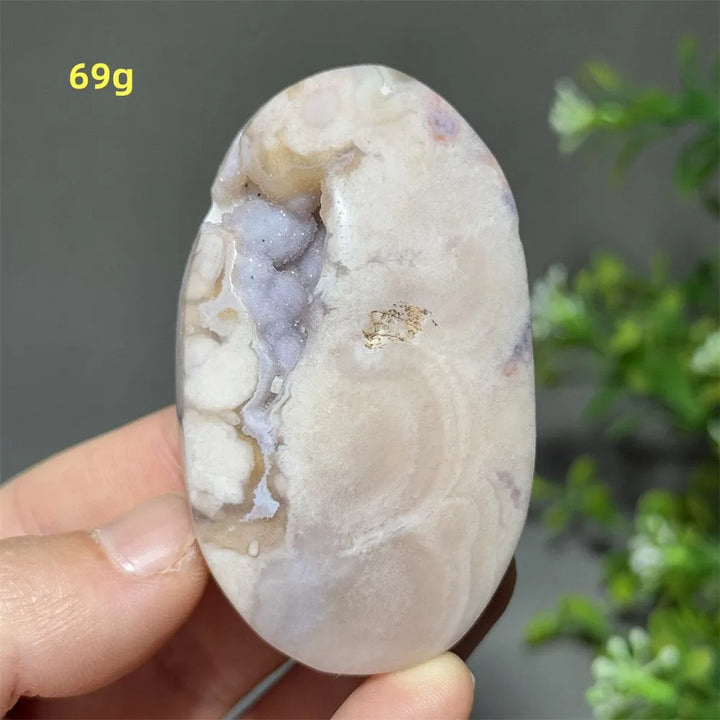 Pink Amethyst Flower Agate Palm Stone