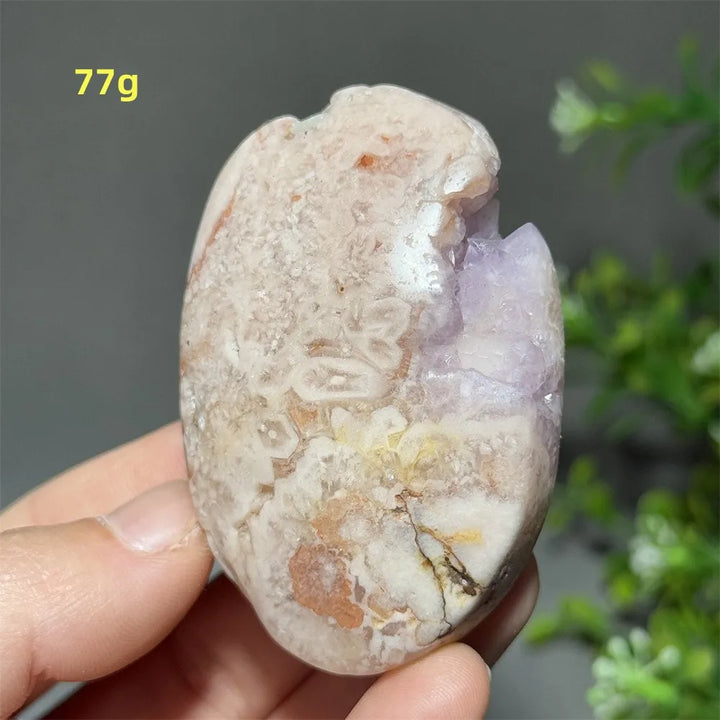Pink Amethyst Flower Agate Palm Stone