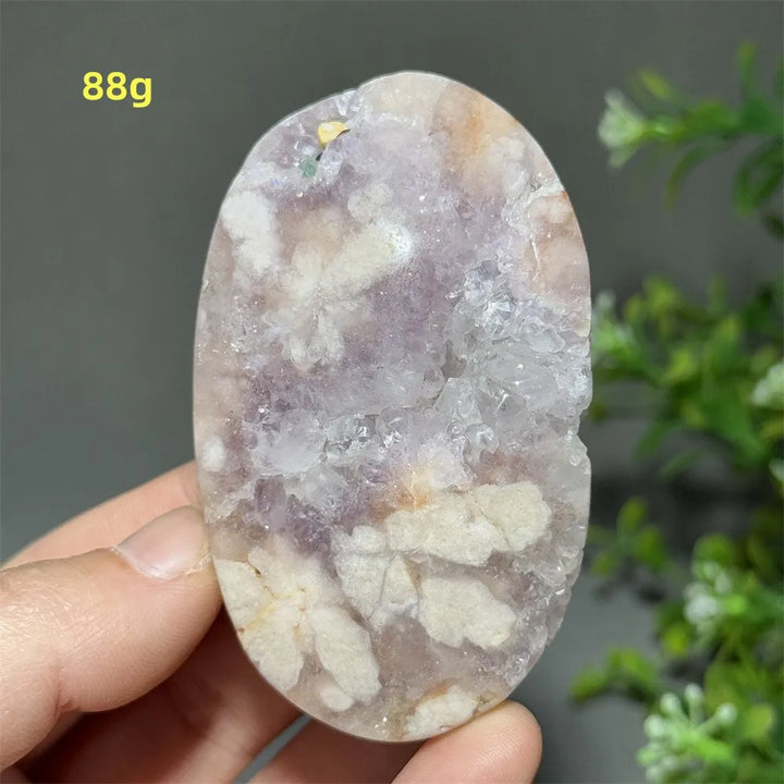 Pink Amethyst Flower Agate Palm Stone