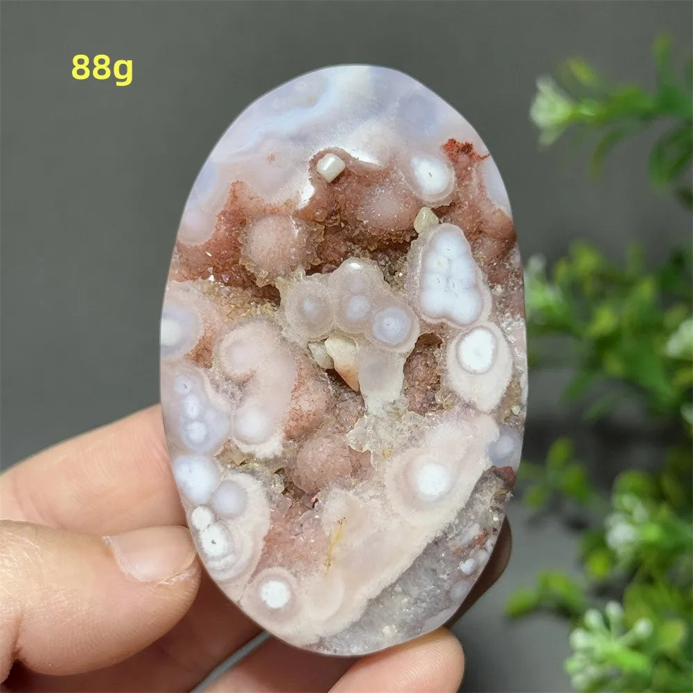 Pink Amethyst Flower Agate Palm Stone