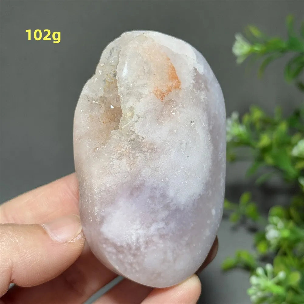 Pink Amethyst Flower Agate Palm Stone