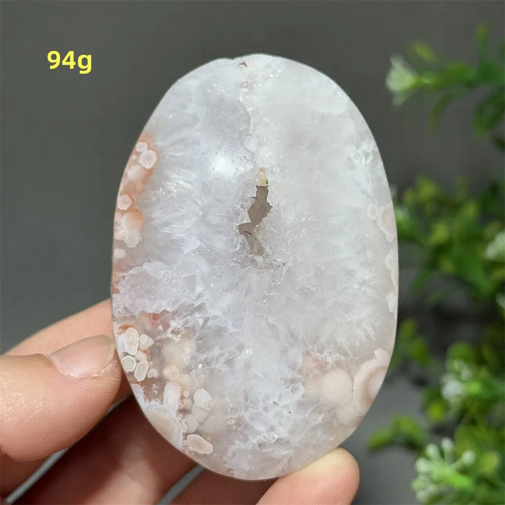 Pink Amethyst Flower Agate Palm Stone