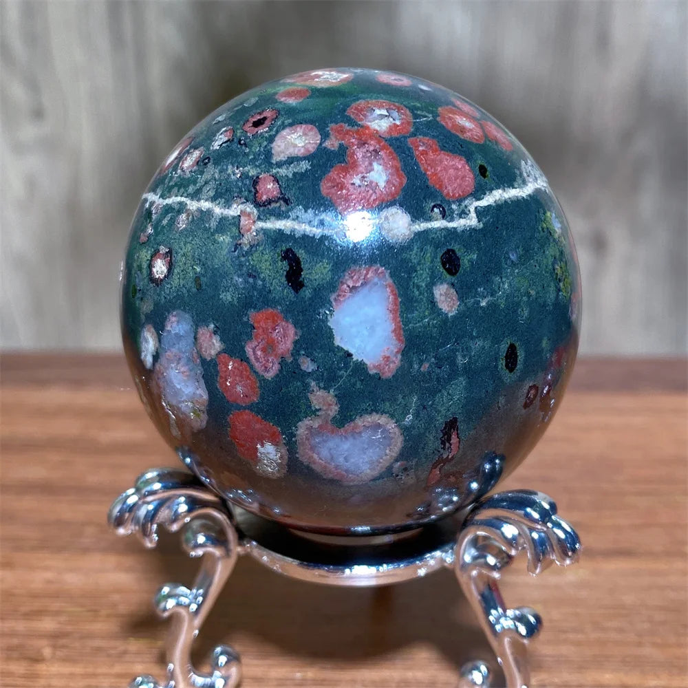 Plum Blossom Jade Crystal Sphere-Spheres-Ali-Plum Blossom Jade-159g 48mm-Crystal Destiny