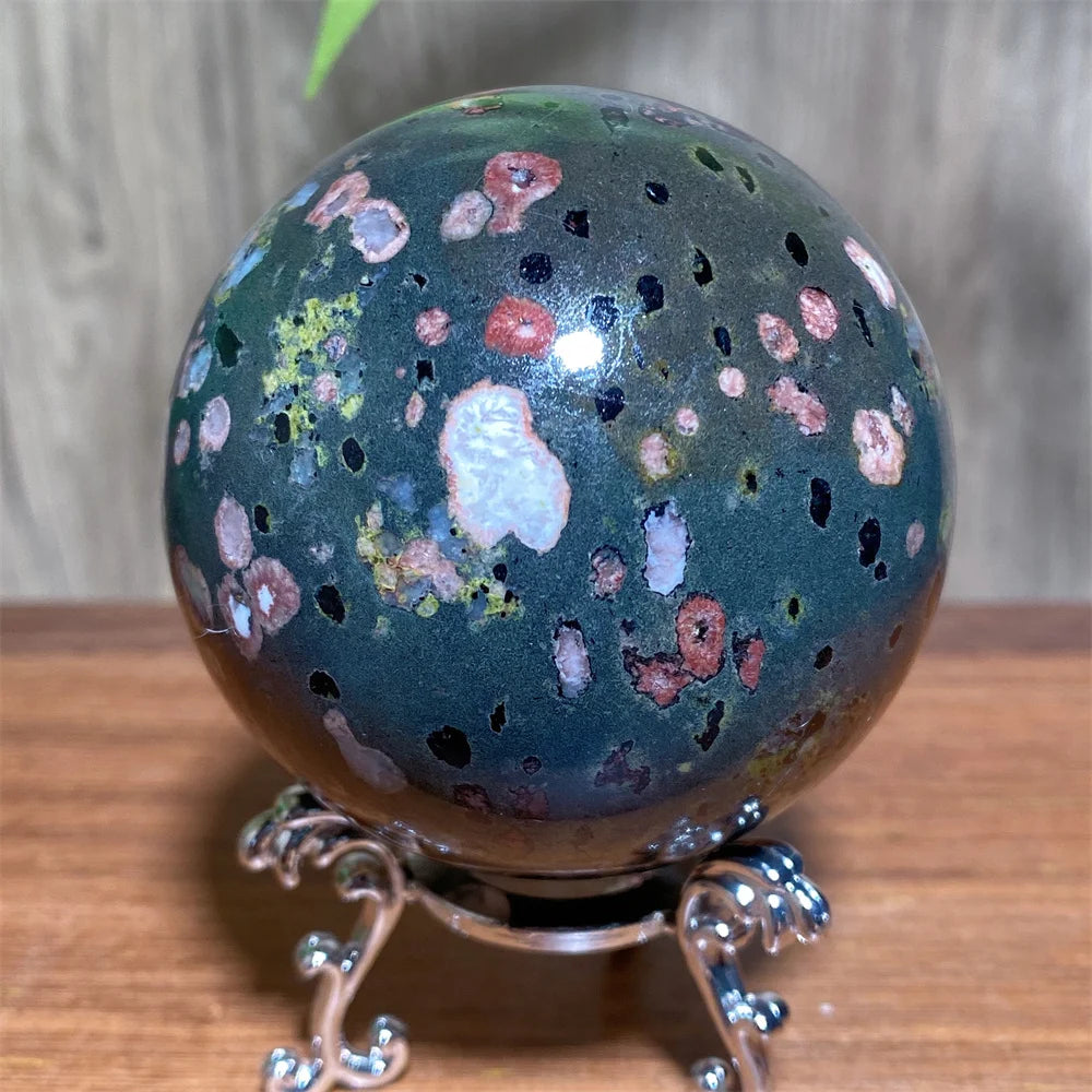 Plum Blossom Jade Crystal Sphere-Spheres-Ali-Plum Blossom Jade-159g 48mm-Crystal Destiny