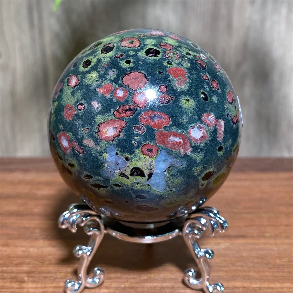 Plum Blossom Jade Crystal Sphere-Spheres-Ali-Plum Blossom Jade-159g 48mm-Crystal Destiny