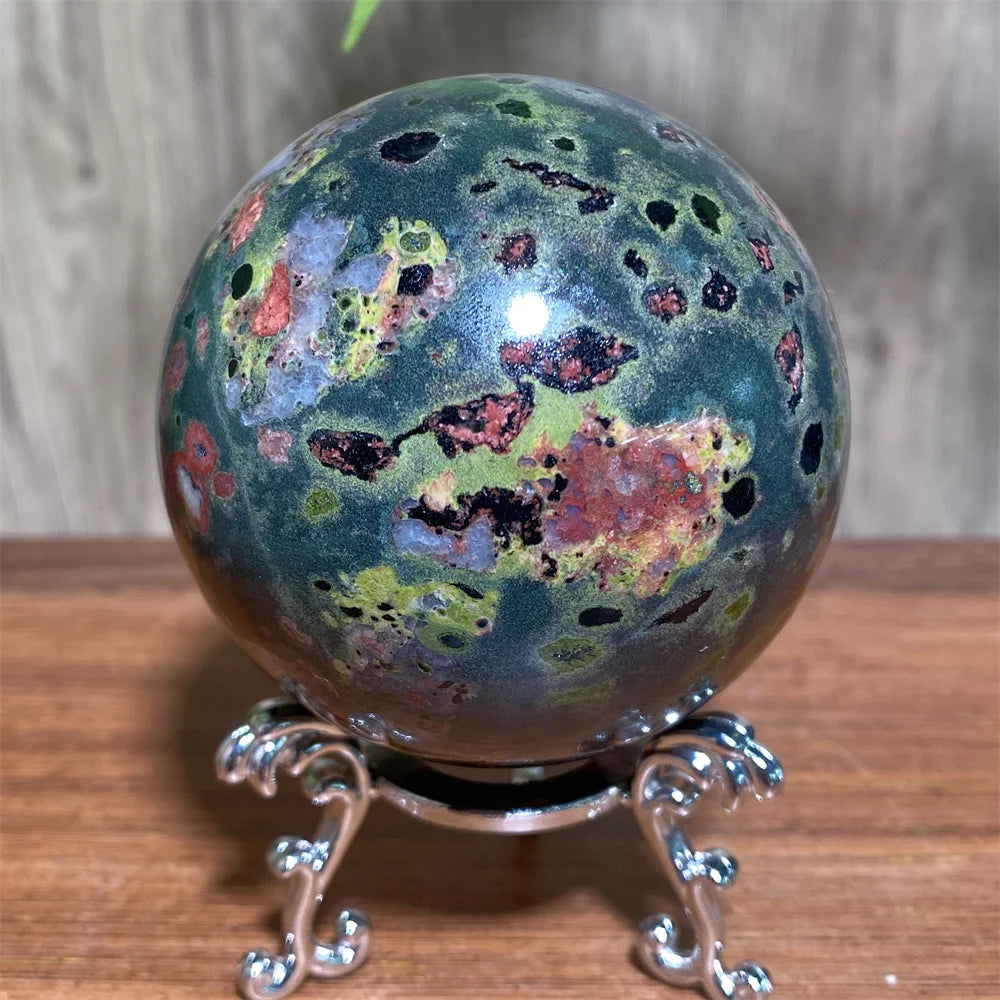 Plum Blossom Jade Crystal Sphere-Spheres-Ali-Plum Blossom Jade-159g 48mm-Crystal Destiny