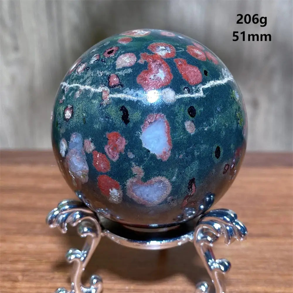 Plum Blossom Jade Crystal Sphere-Spheres-Ali-Plum Blossom Jade-206g 51mm-Crystal Destiny