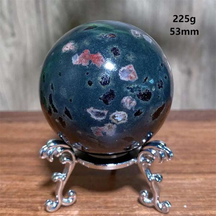Plum Blossom Jade Crystal Sphere-Spheres-Ali-Plum Blossom Jade-225g 53mm-Crystal Destiny