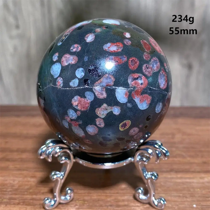 Plum Blossom Jade Crystal Sphere-Spheres-Ali-Plum Blossom Jade-234g 55mm-Crystal Destiny