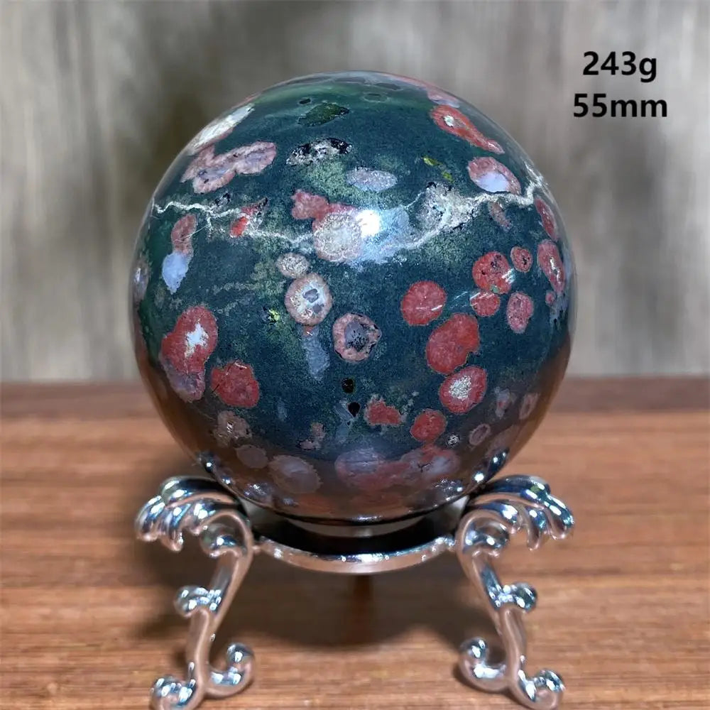 Plum Blossom Jade Crystal Sphere-Spheres-Ali-Plum Blossom Jade-243g 55mm-Crystal Destiny