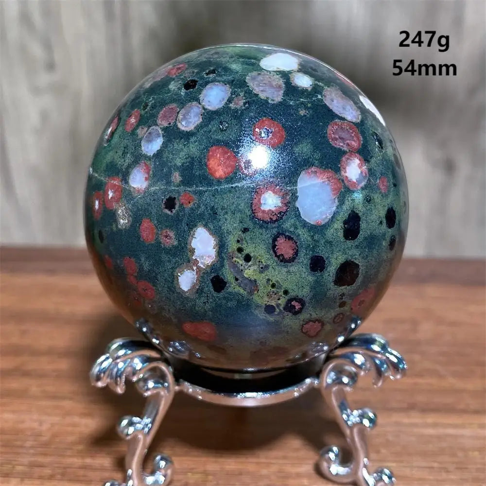 Plum Blossom Jade Crystal Sphere-Spheres-Ali-Plum Blossom Jade-247g 54mm-Crystal Destiny