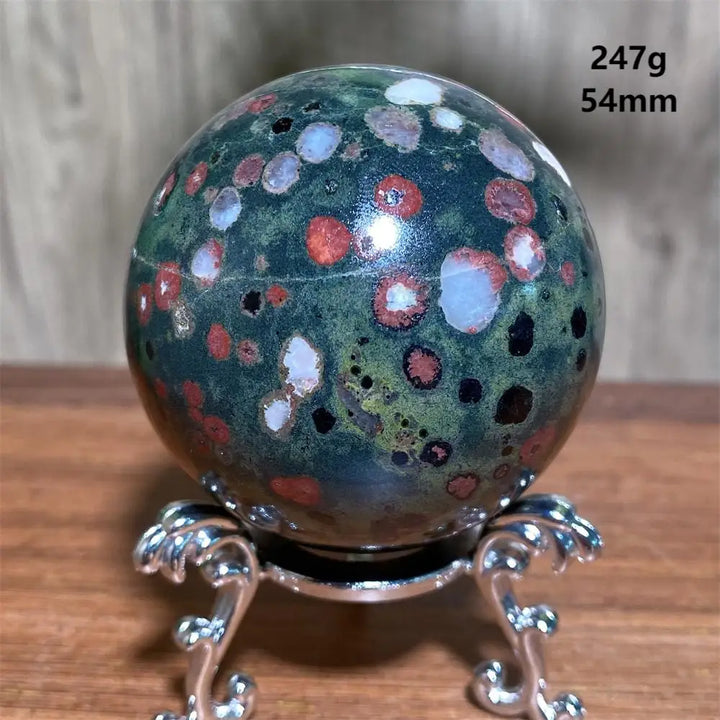 Plum Blossom Jade Crystal Sphere-Spheres-Ali-Plum Blossom Jade-247g 54mm-Crystal Destiny