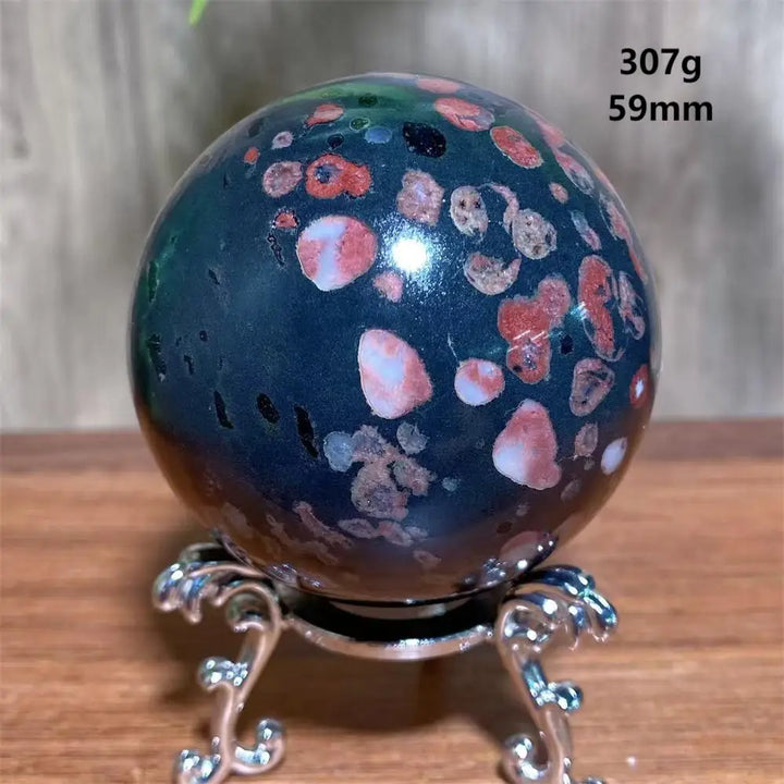 Plum Blossom Jade Crystal Sphere-Spheres-Ali-Plum Blossom Jade-307g 59mm-Crystal Destiny