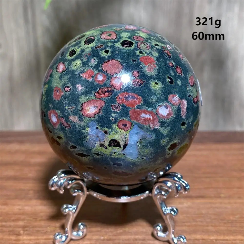 Plum Blossom Jade Crystal Sphere-Spheres-Ali-Plum Blossom Jade-321g 60mm-Crystal Destiny