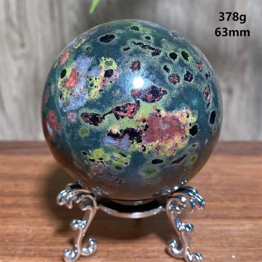 Plum Blossom Jade Crystal Sphere-Spheres-Ali-Plum Blossom Jade-378g 63mm-Crystal Destiny
