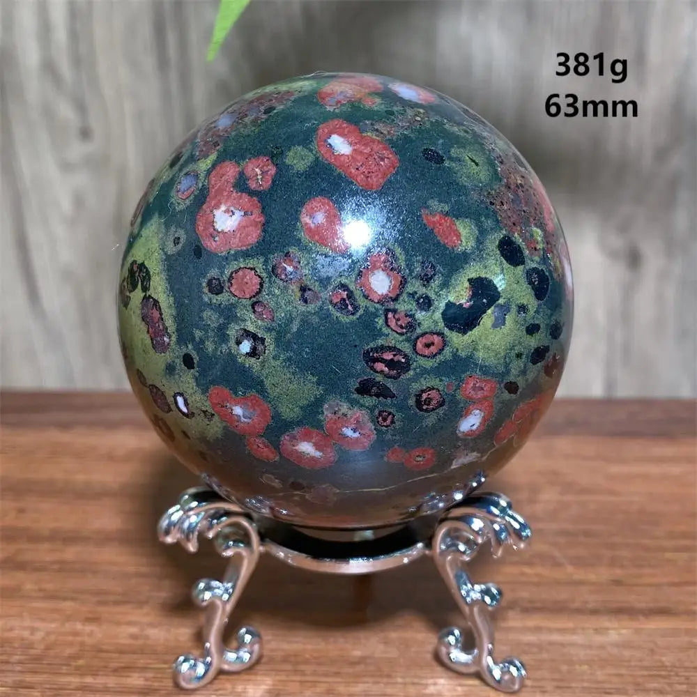 Plum Blossom Jade Crystal Sphere-Spheres-Ali-Plum Blossom Jade-381g 63mm-Crystal Destiny