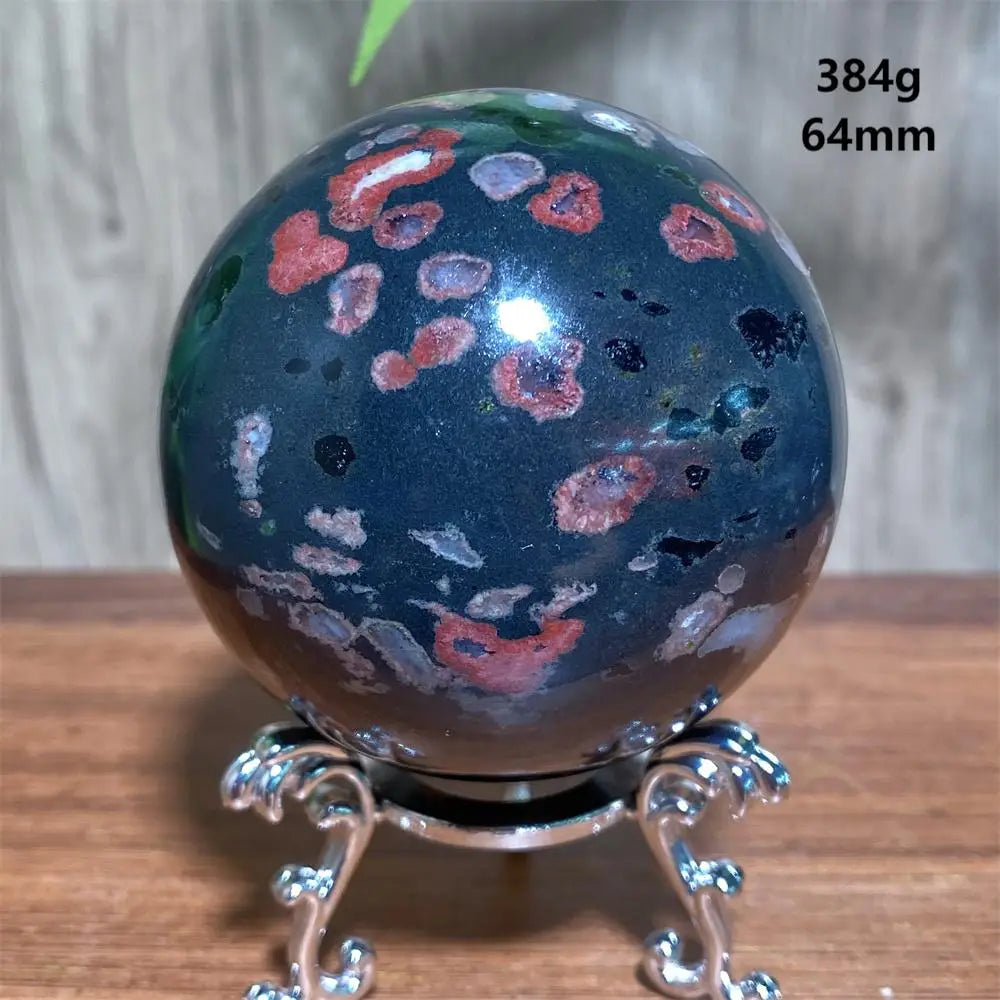 Plum Blossom Jade Crystal Sphere-Spheres-Ali-Plum Blossom Jade-384g 64mm-Crystal Destiny
