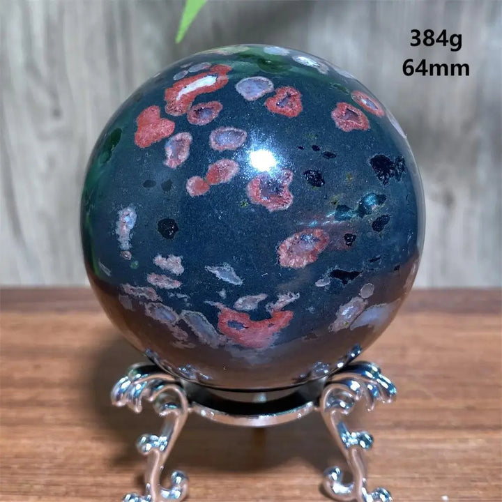 Plum Blossom Jade Crystal Sphere-Spheres-Ali-Plum Blossom Jade-384g 64mm-Crystal Destiny