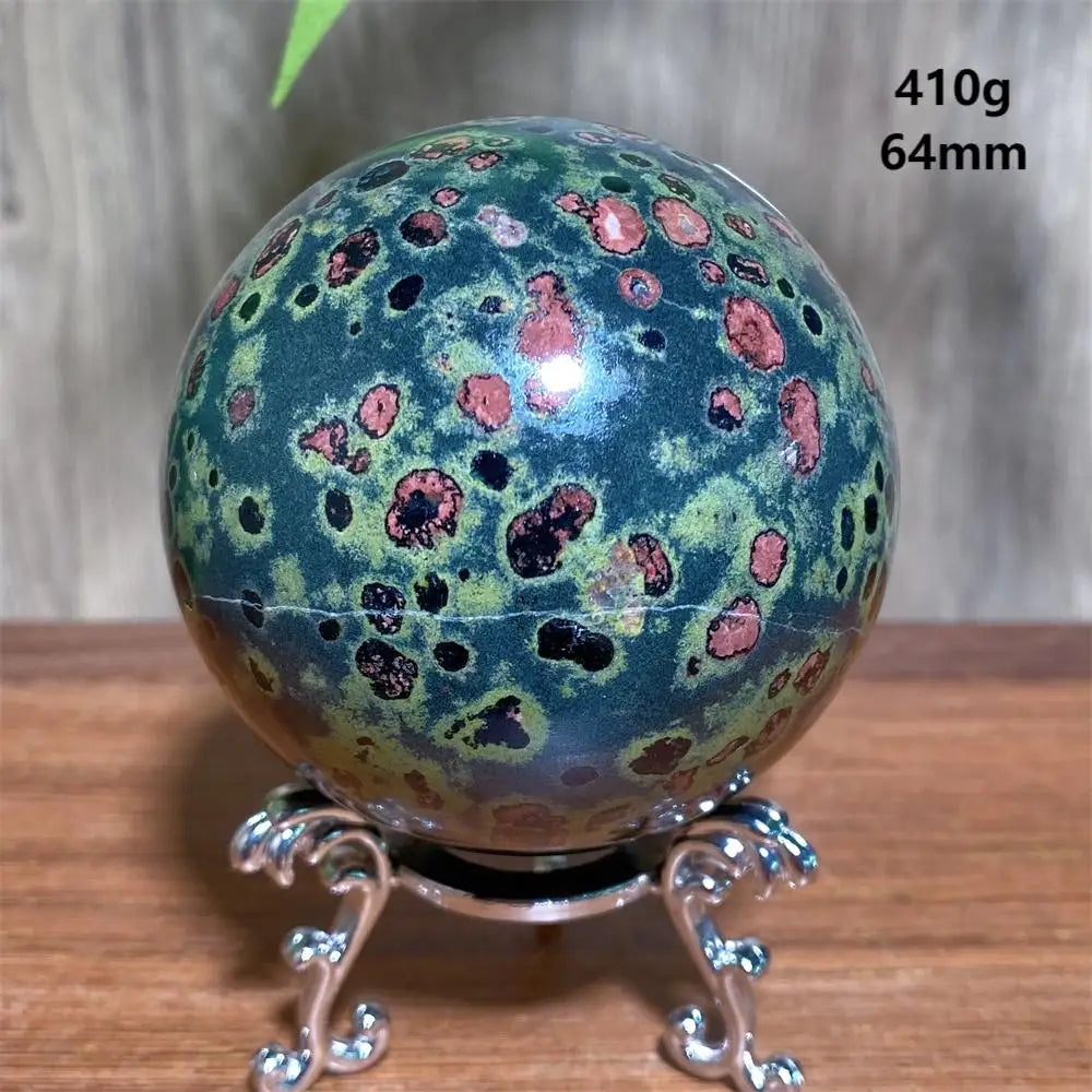 Plum Blossom Jade Crystal Sphere-Spheres-Ali-Plum Blossom Jade-410g 64mm-Crystal Destiny