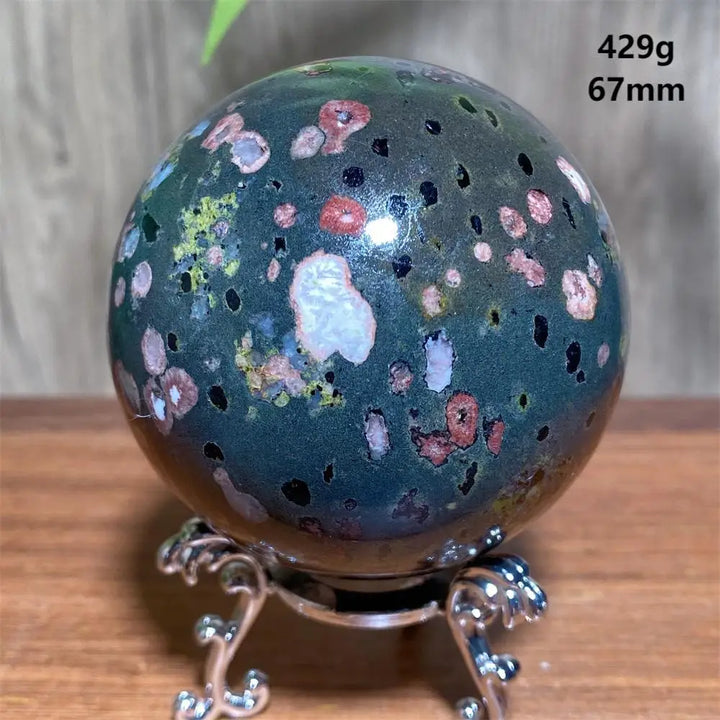Plum Blossom Jade Crystal Sphere-Spheres-Ali-Plum Blossom Jade-429g 67mm-Crystal Destiny