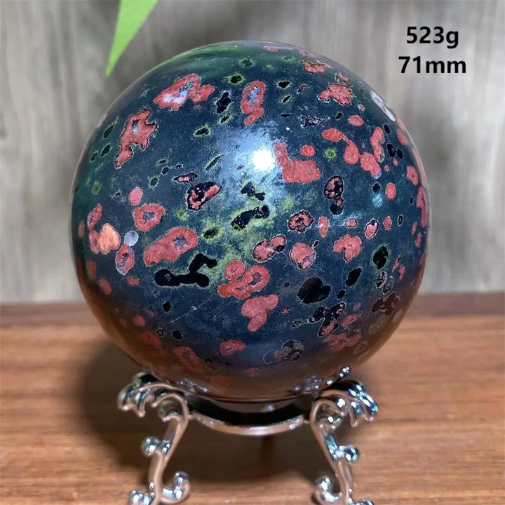 Plum Blossom Jade Crystal Sphere-Spheres-Ali-Plum Blossom Jade-523g 71mm-Crystal Destiny