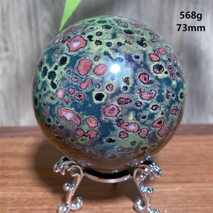 Plum Blossom Jade Crystal Sphere-Spheres-Ali-Plum Blossom Jade-568g 73mm-Crystal Destiny
