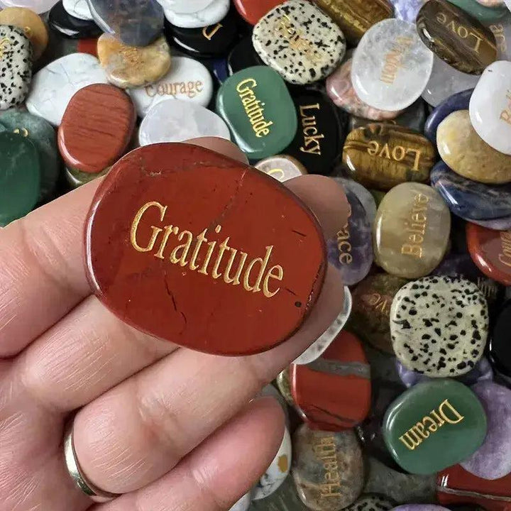 Polished Inspirational Words Crystal Palm Stones