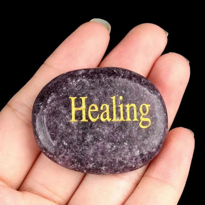 Polished Inspirational Words Crystal Palm Stones