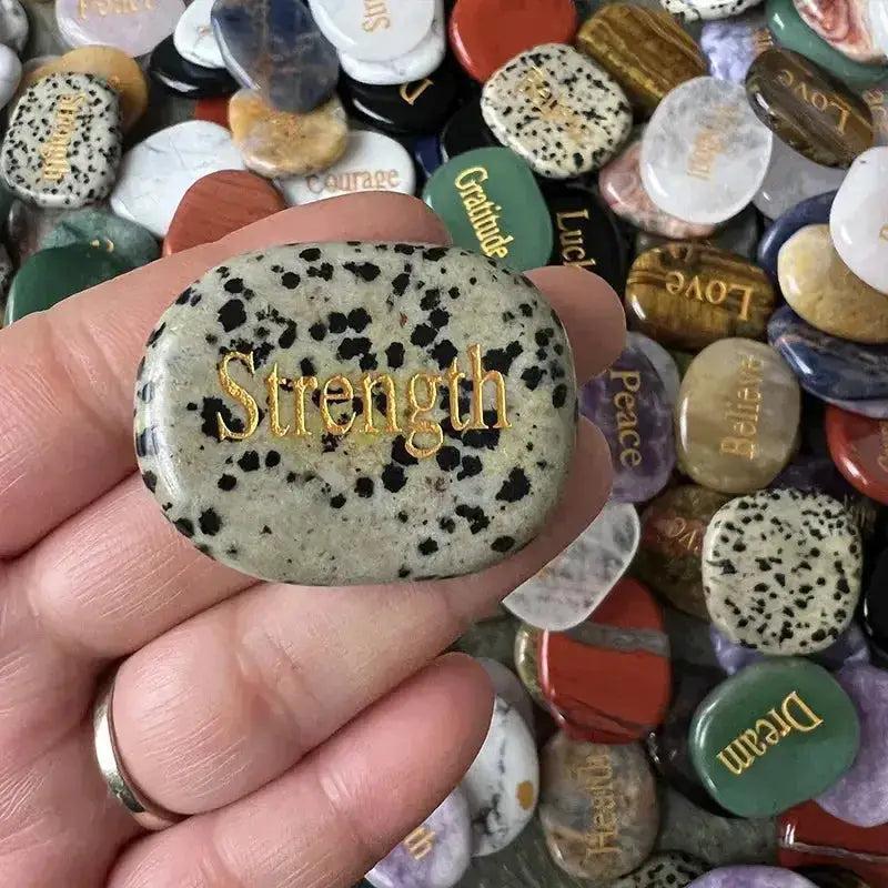 Polished Inspirational Words Crystal Palm Stones
