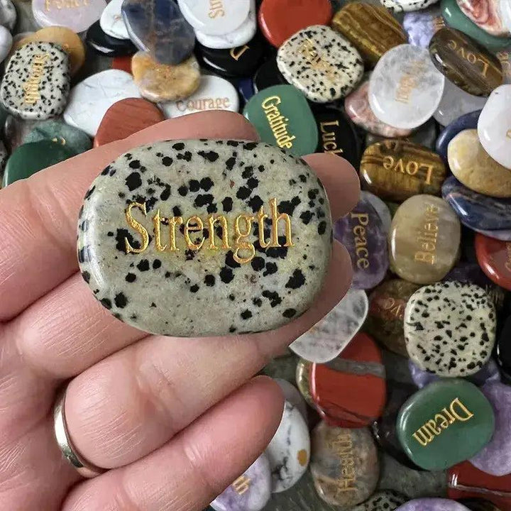 Polished Inspirational Words Crystal Palm Stones