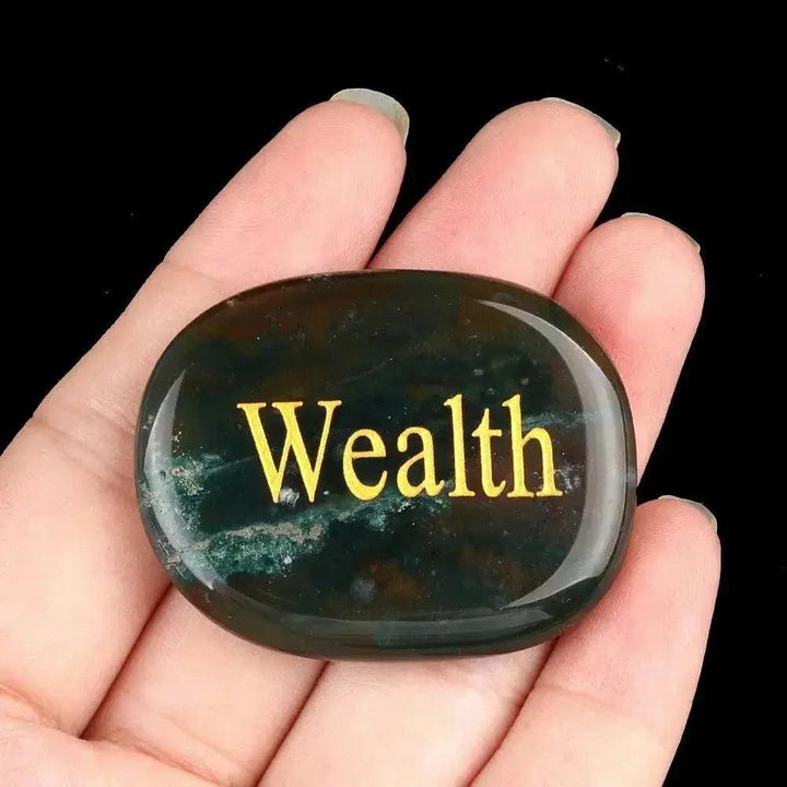 Polished Inspirational Words Crystal Palm Stones