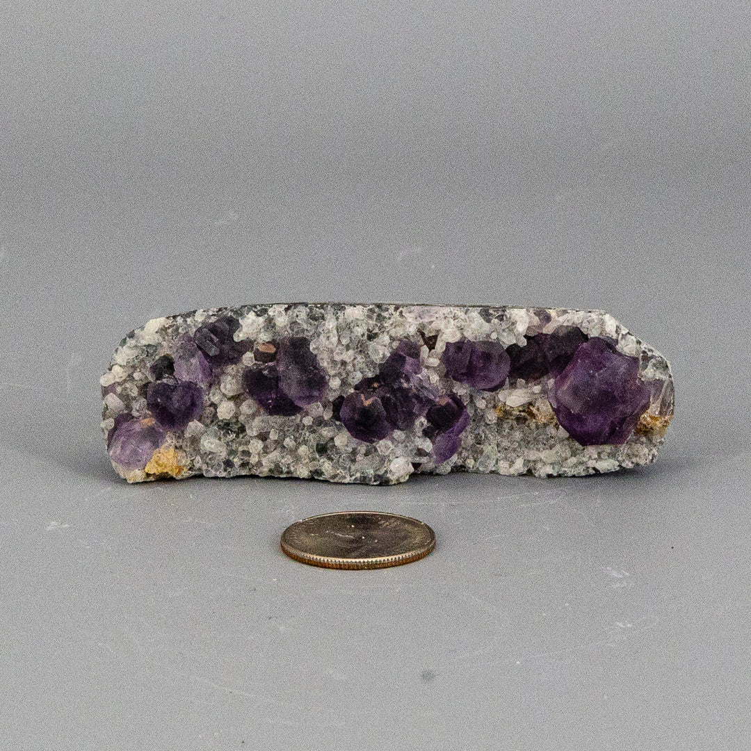 Purple Fluorite Cubes on Calcite "Nubbies"-Clusters-Crystal Destiny-Purple Fluorite on Calcite-.78g - 3.75"L x 1.00"W-Crystal Destiny