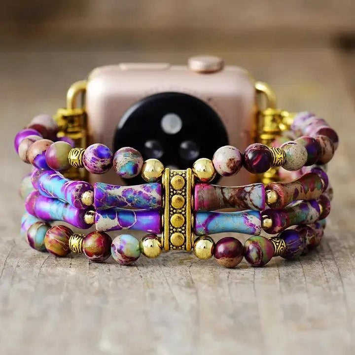 Purple Jasper Beaded Apple Watch Band | Choose Size