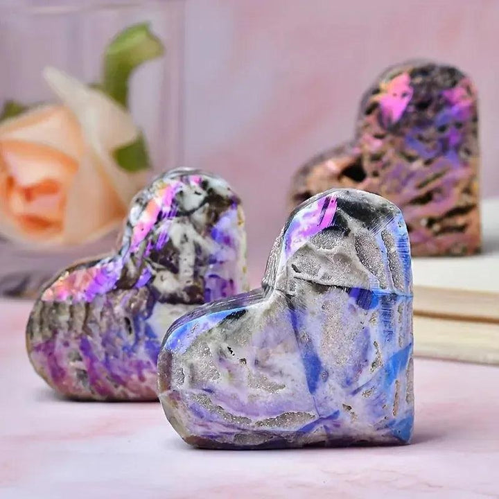 Sparkling purple Sphalerite druzy heart from Crystal Destiny, enhancing vitality and confidence.