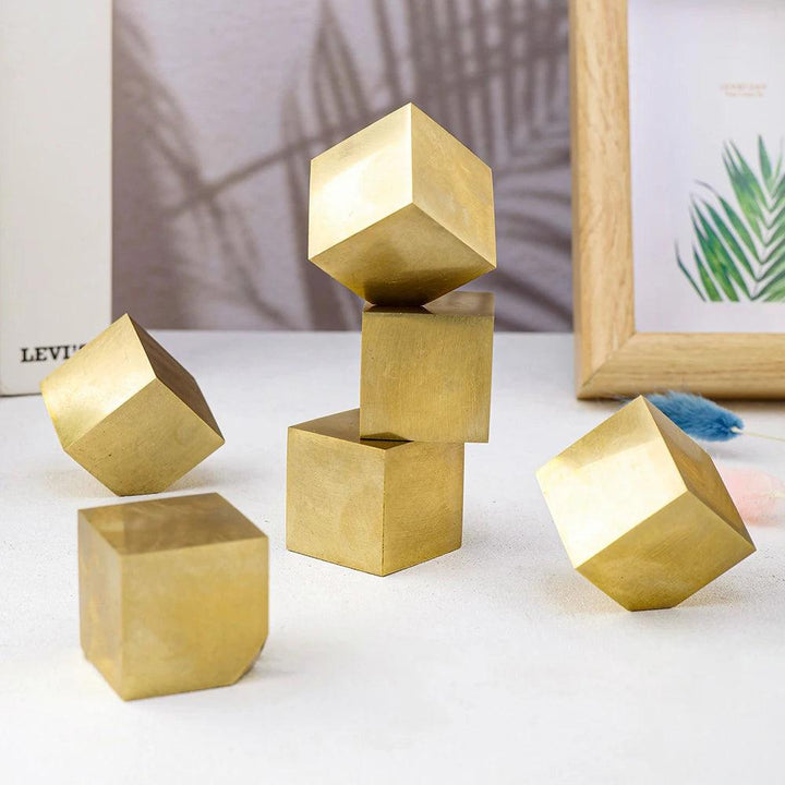 Pyrite Crystal Natural Cubic Block Specimen: Brilliant metallic gold cubes, polished for abundance and confidence.