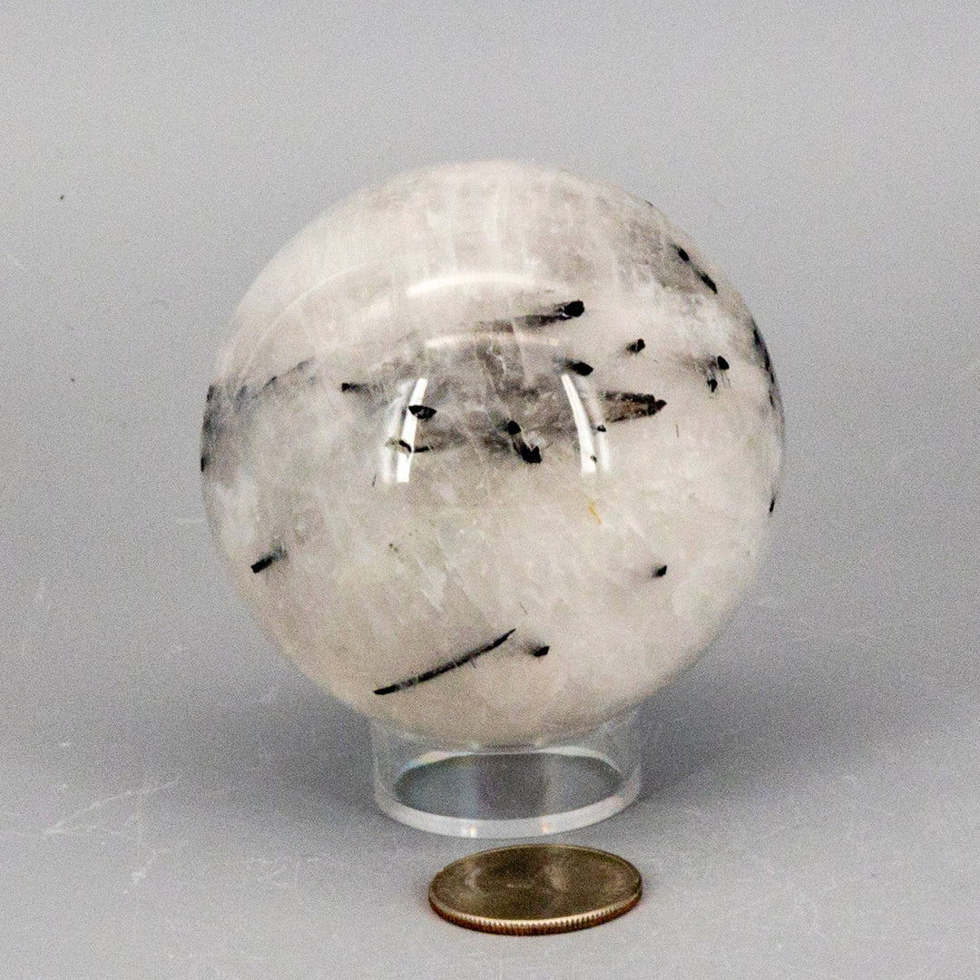 Quartz w/t Black Tourmaline Inclusions 68MM-Spheres-Crystal Destiny-Quartz / Black Tourmaline-434g - 68mm Diameter-Crystal Destiny