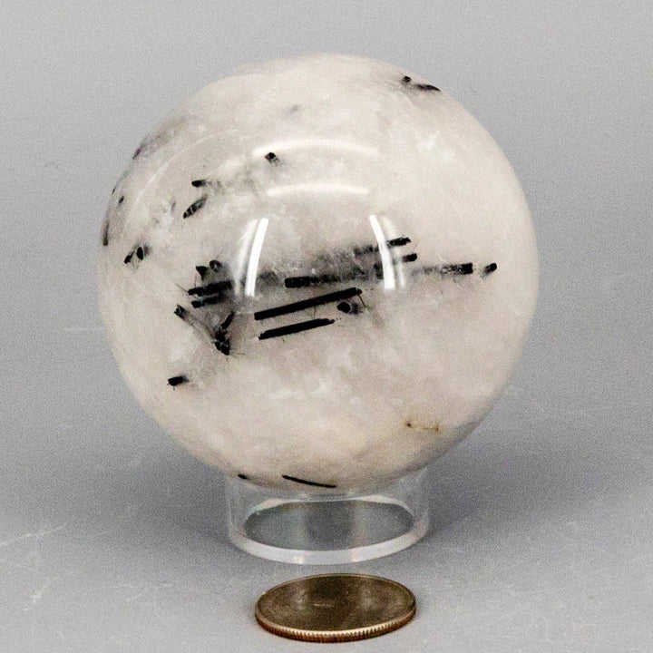 Quartz w/t Black Tourmaline Inclusions 68MM-Spheres-Crystal Destiny-Quartz / Black Tourmaline-434g - 68mm Diameter-Crystal Destiny