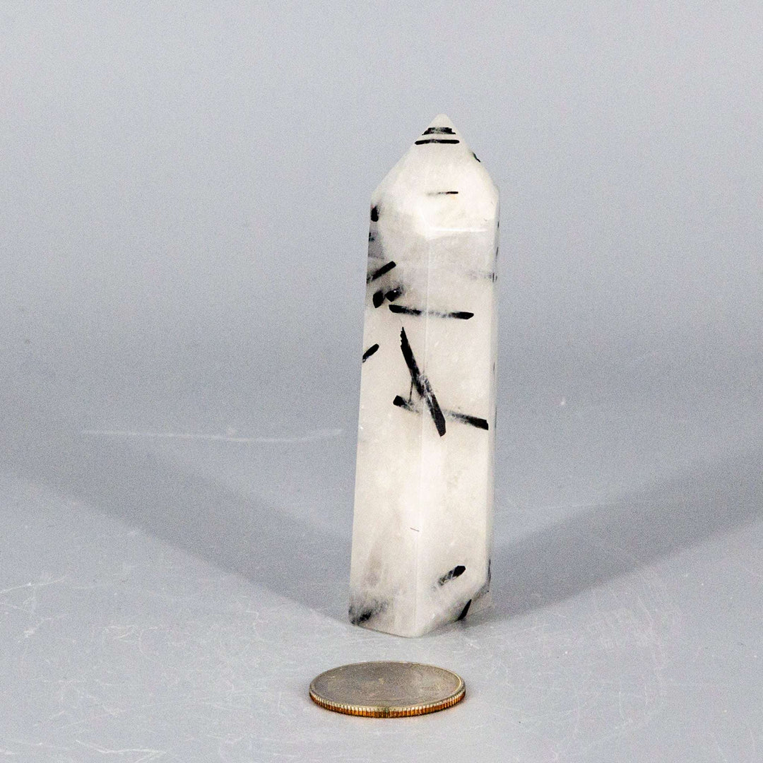Quartz w/t Black Tourmaline Tower-Towers-Crystal Destiny-Quartz / Black Tourmaline-74g - 3.25"T x 1.00"W-Crystal Destiny